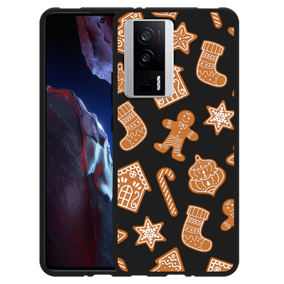 Cazy Hoesje Zwart geschikt voor Poco F5 Pro Christmas Cookies