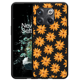 Hoesje Zwart geschikt voor OnePlus 10T - Oranje Bloemen