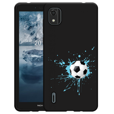 Cazy Hoesje Zwart geschikt voor Nokia C2 2nd Edition - Soccer Ball