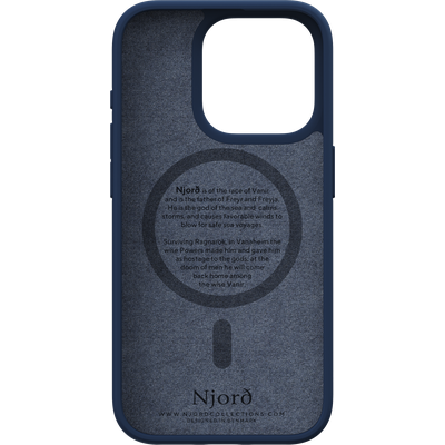 Njord Collections Zalm Leder Hoesje geschikt voor iPhone 15 Pro - Blauw
