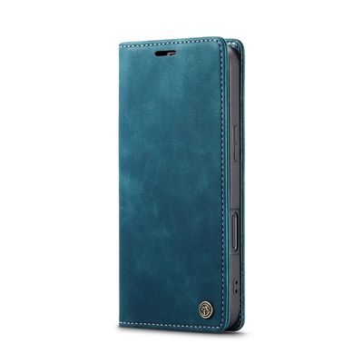 Caseme Hoesje geschikt voor iPhone 16 - Retro Wallet Case - Blauw