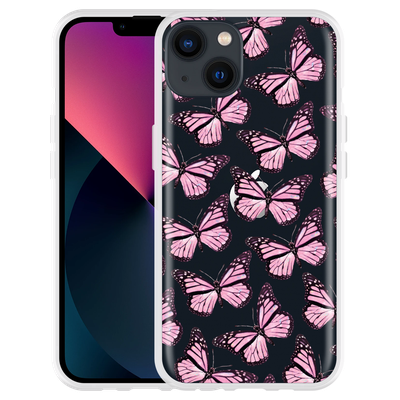 Cazy Hoesje geschikt voor iPhone 13 - Roze Vlinders