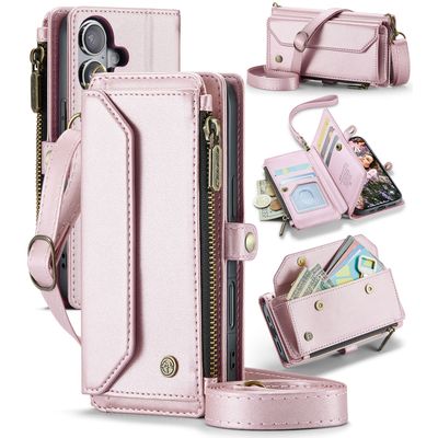 Caseme Case iPhone 16 - Crossbody Wallet Case - Pink