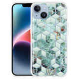 Hoesje geschikt voor iPhone 14 - Groen Hexagon Marmer