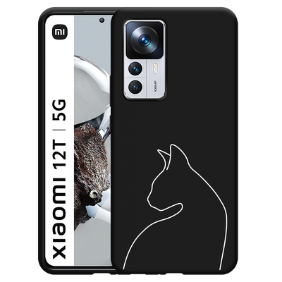 Cazy Hoesje Zwart geschikt voor Xiaomi 12T/12T Pro - Kattencontour II
