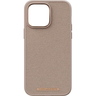 Njord Collections Fabric Just Hoesje geschikt voor iPhone 14 Pro + Cazy Screen Protector - Pink Sand