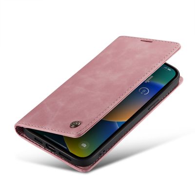 Hoesje geschikt voor iPhone 15 - CASEME Retro Telefoonhoesje met Portemonnee - Roze