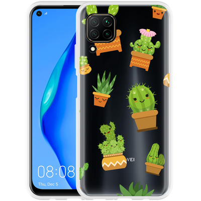 Cazy Hoesje geschikt voor Huawei P40 Lite - Happy Cactus