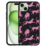 Hoesje Zwart geschikt voor iPhone 15 Plus Roze Cheeta's