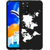 Hoesje Zwart geschikt voor Xiaomi Redmi Note 11/11S - World Map