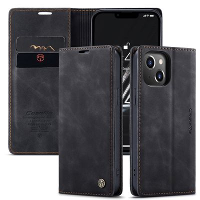 Caseme Case iPhone 15 - Retro Wallet Case - Black