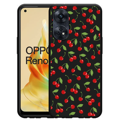 Cazy Hoesje Zwart geschikt voor Oppo Reno8 4G T Kersen