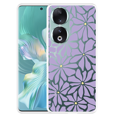 Cazy Hoesje geschikt voor Honor 90 Abstracte Paarse Bloemen