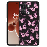 Hoesje Zwart geschikt voor OnePlus Nord 3 5G Roze Vlinders