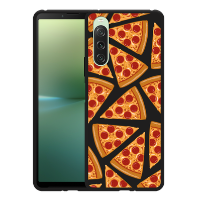 Cazy Hoesje Zwart geschikt voor Sony Xperia 10 V Pizza Party