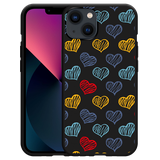 Hoesje Zwart geschikt voor iPhone 13 - Doodle hearts