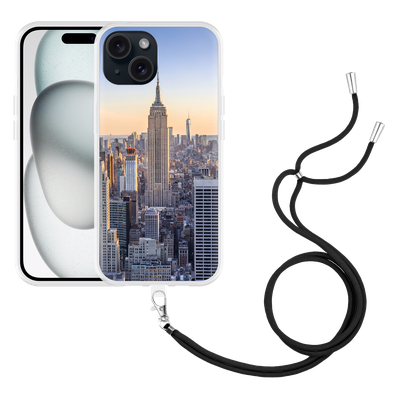 Cazy Hoesje met koord geschikt voor iPhone 15 Skyline NY