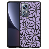 Hoesje Zwart geschikt voor Xiaomi 12 Pro Abstracte Paarse Bloemen