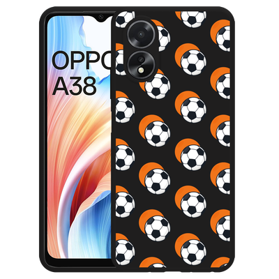 Cazy Hoesje Zwart geschikt voor Oppo A38 Soccer Ball Orange