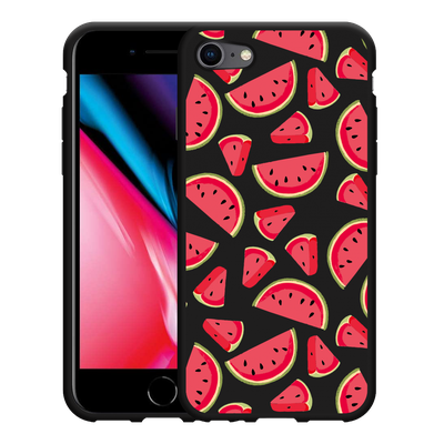 Cazy Hoesje Zwart geschikt voor iPhone SE 2020 - Watermeloen