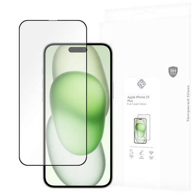 Cazy Full Cover Screenprotector geschikt voor iPhone 15 Plus - Gehard Glas