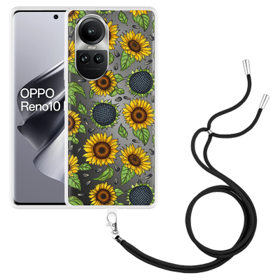 Cazy Hoesje met koord geschikt voor Oppo Reno10 Pro 5G Sunflowers