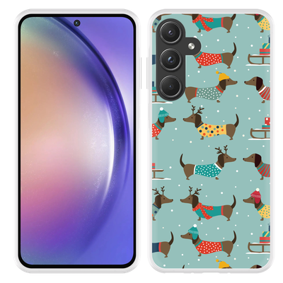 Cazy Hoesje geschikt voor Samsung Galaxy A55 Winterse Teckels