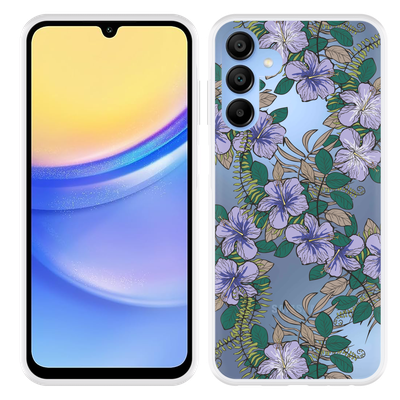 Cazy Hoesje geschikt voor Samsung Galaxy A15 / A15 5G Purple Flowers