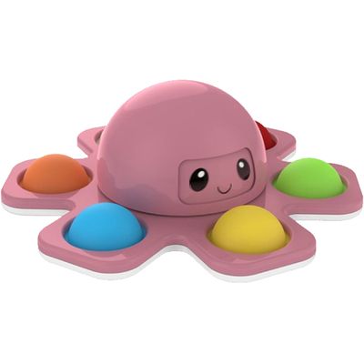 Cazy Fidget Spinner met Pop Up Bubble - Face Changing Octopus - Roze