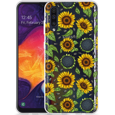 Cazy Hoesje geschikt voor Samsung Galaxy A50 - Sunflowers