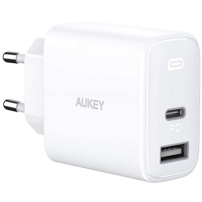 Aukey 32W USB / USB-C Power Delivery Thuislader - Wit