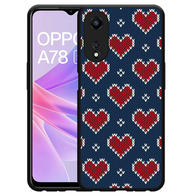 Cazy Hoesje Zwart geschikt voor Oppo A78 5G Gebreide Hartjes