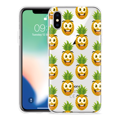 Cazy Hoesje geschikt voor iPhone X - Happy Ananas