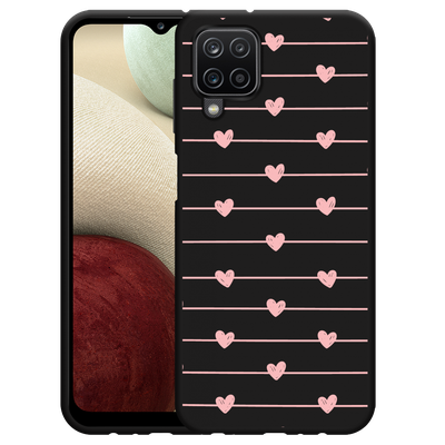 Cazy Hoesje Zwart geschikt voor Samsung Galaxy A12 - Pink Love