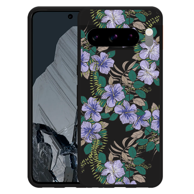Cazy Hoesje Zwart geschikt voor Google Pixel 8 Pro Purple Flowers