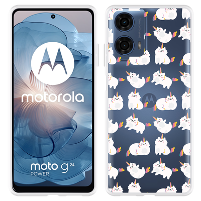 Cazy Hoesje geschikt voor Motorola Moto G04/G04s/G24/G24 Power Unicorn Cat