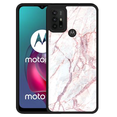 Cazy Hardcase hoesje geschikt voor Motorola Moto G10 - White Pink Marble