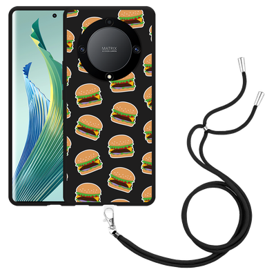 Cazy Hoesje met koord Zwart geschikt voor Honor Magic5 Lite Burgers