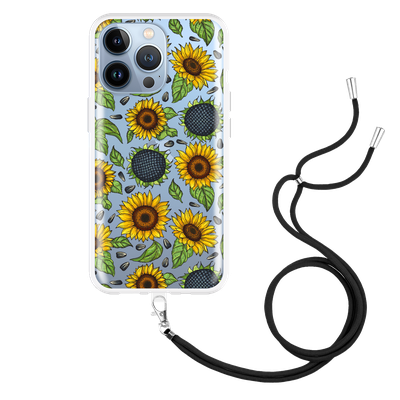 Cazy Hoesje met Koord geschikt voor iPhone 13 Pro - Sunflowers
