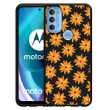 Hoesje Zwart geschikt voor Motorola Moto G71 - Oranje Bloemen