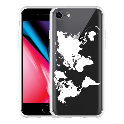 Cazy Hoesje geschikt voor iPhone 8 - World Map