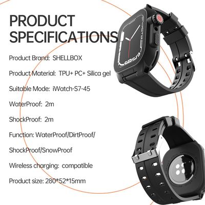 Waterdichte Smartwatch Case geschikt voor Apple Watch Series 7/8 41mm - Zwart