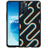 Hoesje Zwart geschikt voor Oppo Reno6 5G - Retro Regenboog II