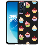 Hoesje Zwart geschikt voor Oppo Reno6 5G - Cupcakes