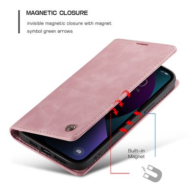 CASEME iPhone 13 Retro Wallet Case - Pink