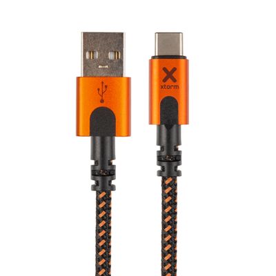 Xtorm Xtreme USB naar USB-C kabel - incl. levenslange garantie - 1.5m - Zwart/Oranje