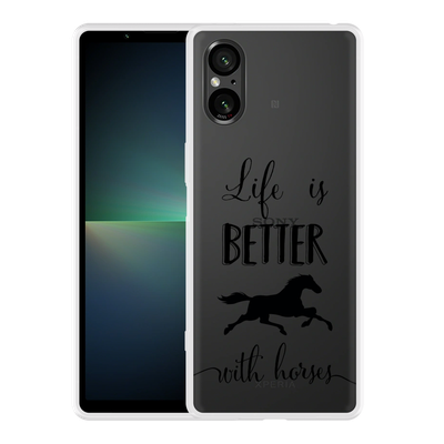 Cazy Hoesje geschikt voor Sony Xperia 5 V Life is Better with Horses