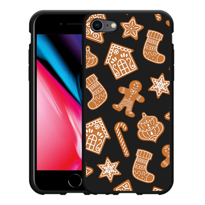 Cazy Hoesje Zwart geschikt voor iPhone SE 2020 - Christmas Cookies