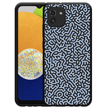 Hoesje Zwart geschikt voor Samsung Galaxy A03 - Blauwe Doodle