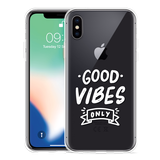 Hoesje geschikt voor iPhone X - Good Vibes wit